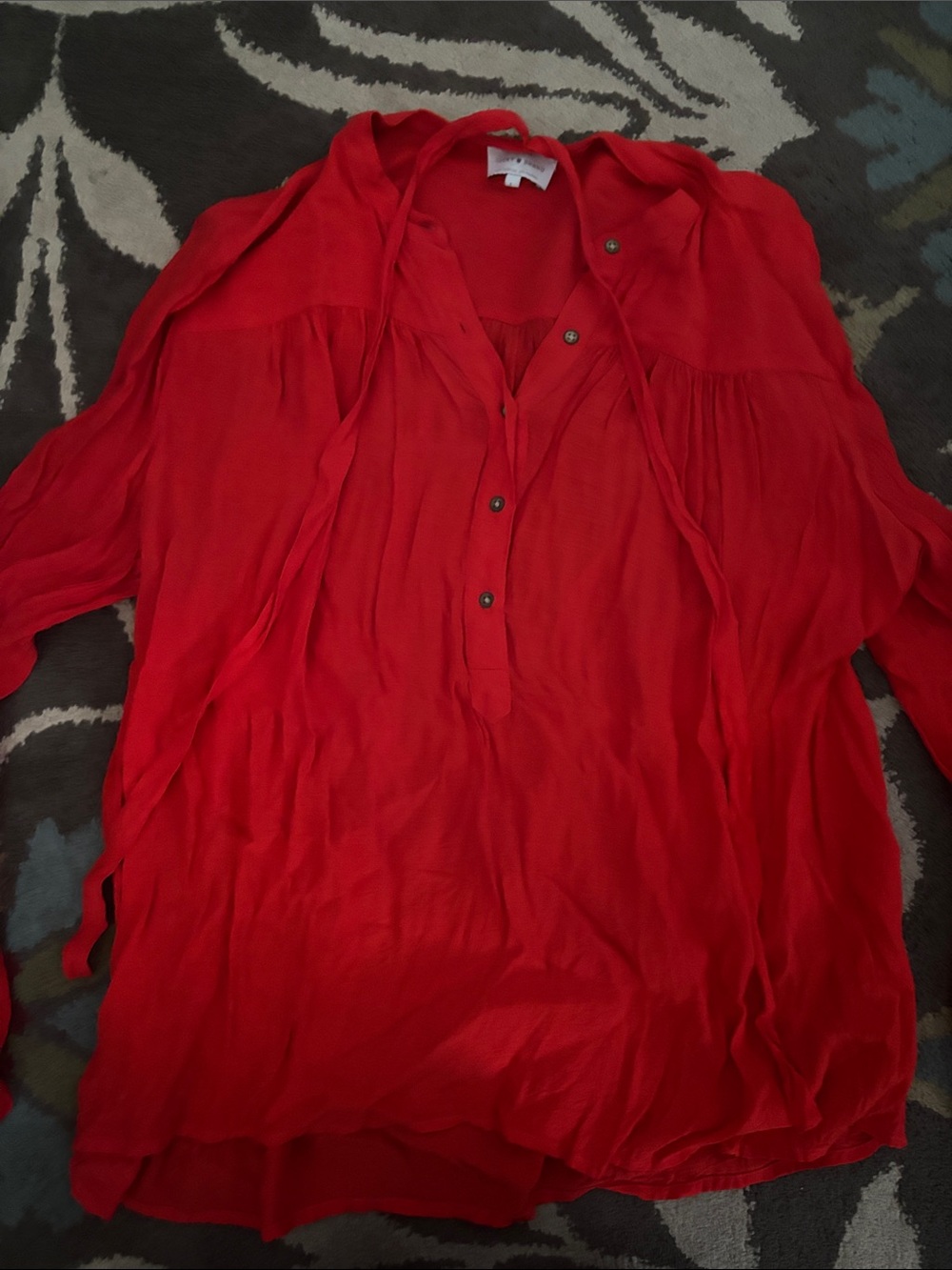 Lucky Brand Bright Red Button-Front Tunic